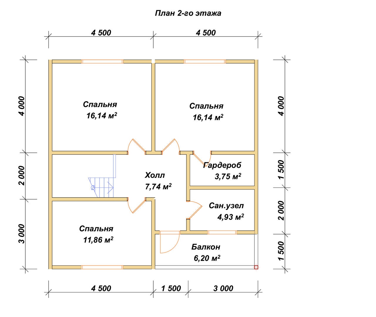 План 2-го этажа проект П-105