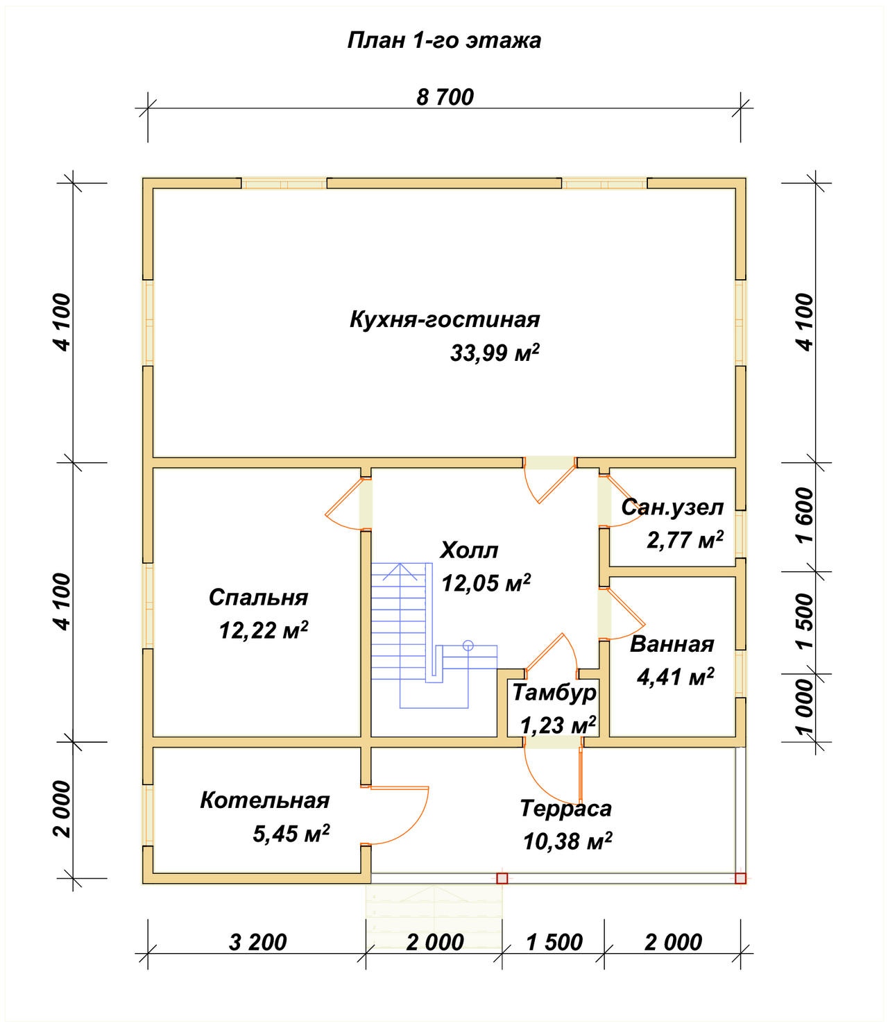 План первого этажа проекта П-107