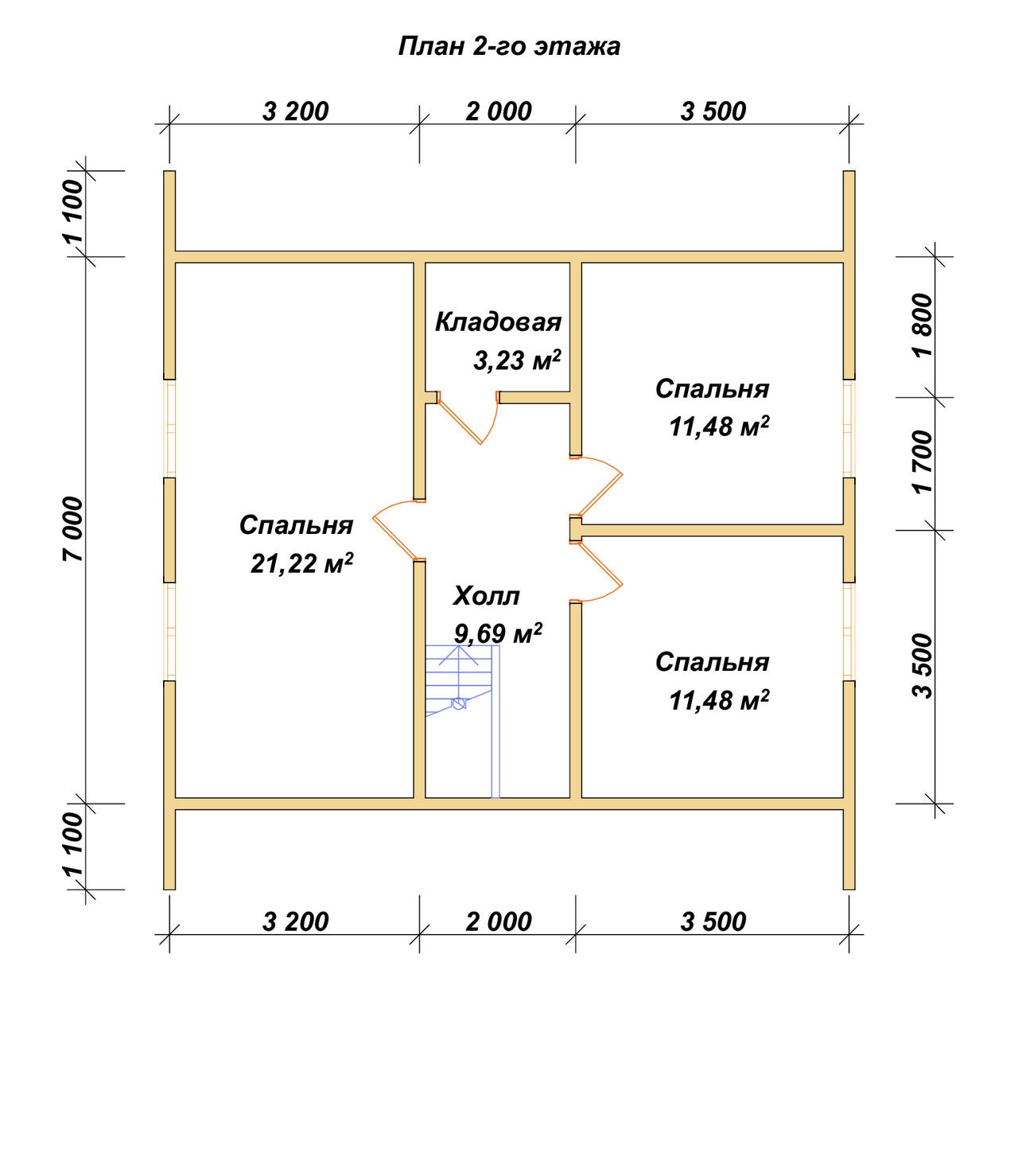 План 2-го этажа проект П-107