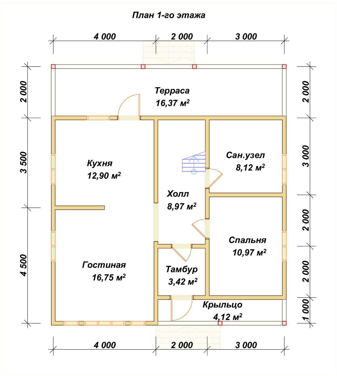 План первого этажа проекта П-108