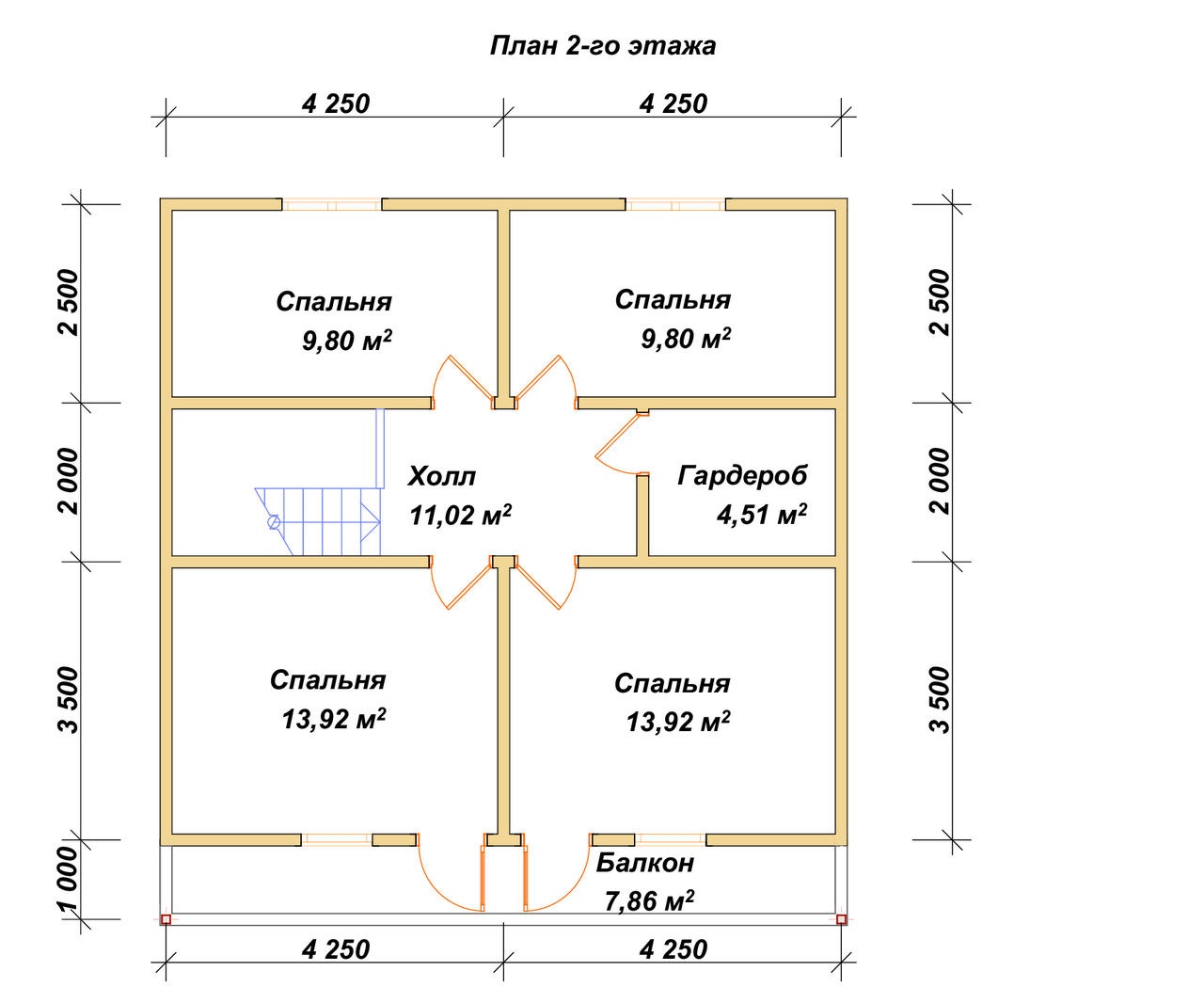 План 2-го этажа проект П-114