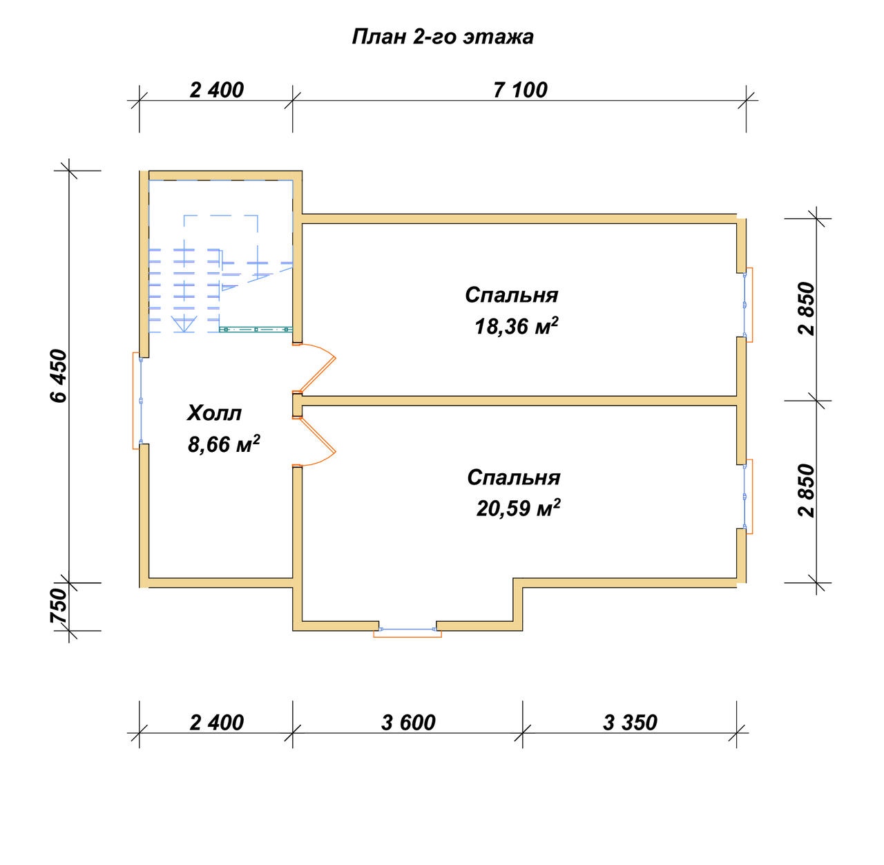 План 2-го этажа проект П-121