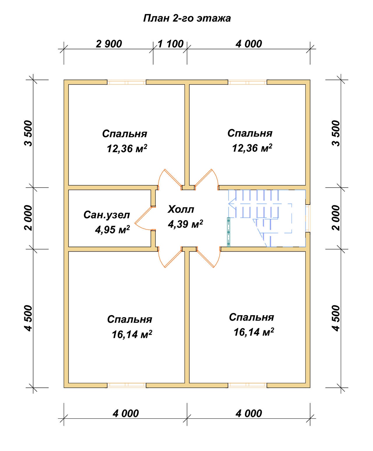 План 2-го этажа проект П-122