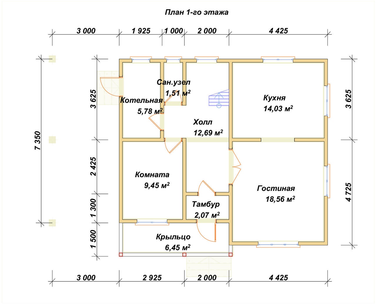 План первого этажа проекта П-125