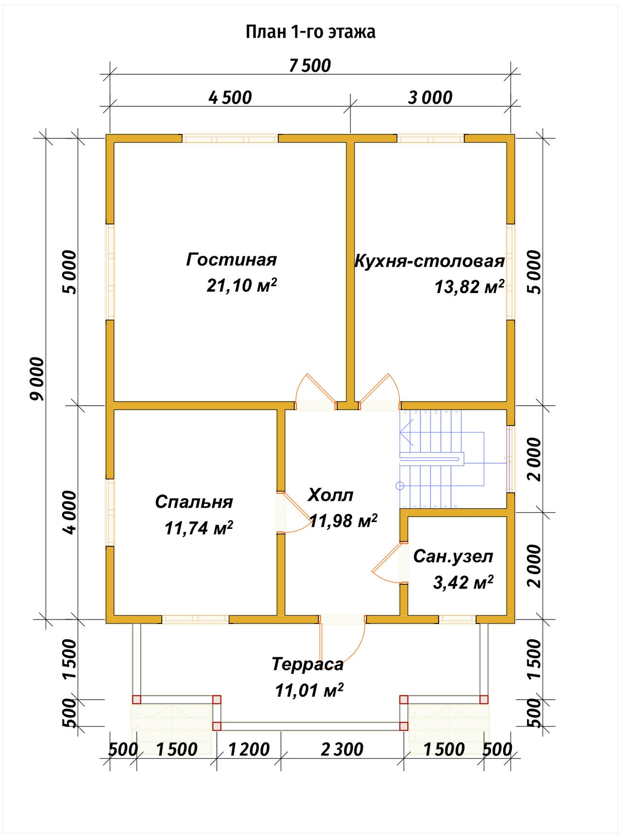 План первого этажа проекта П-128