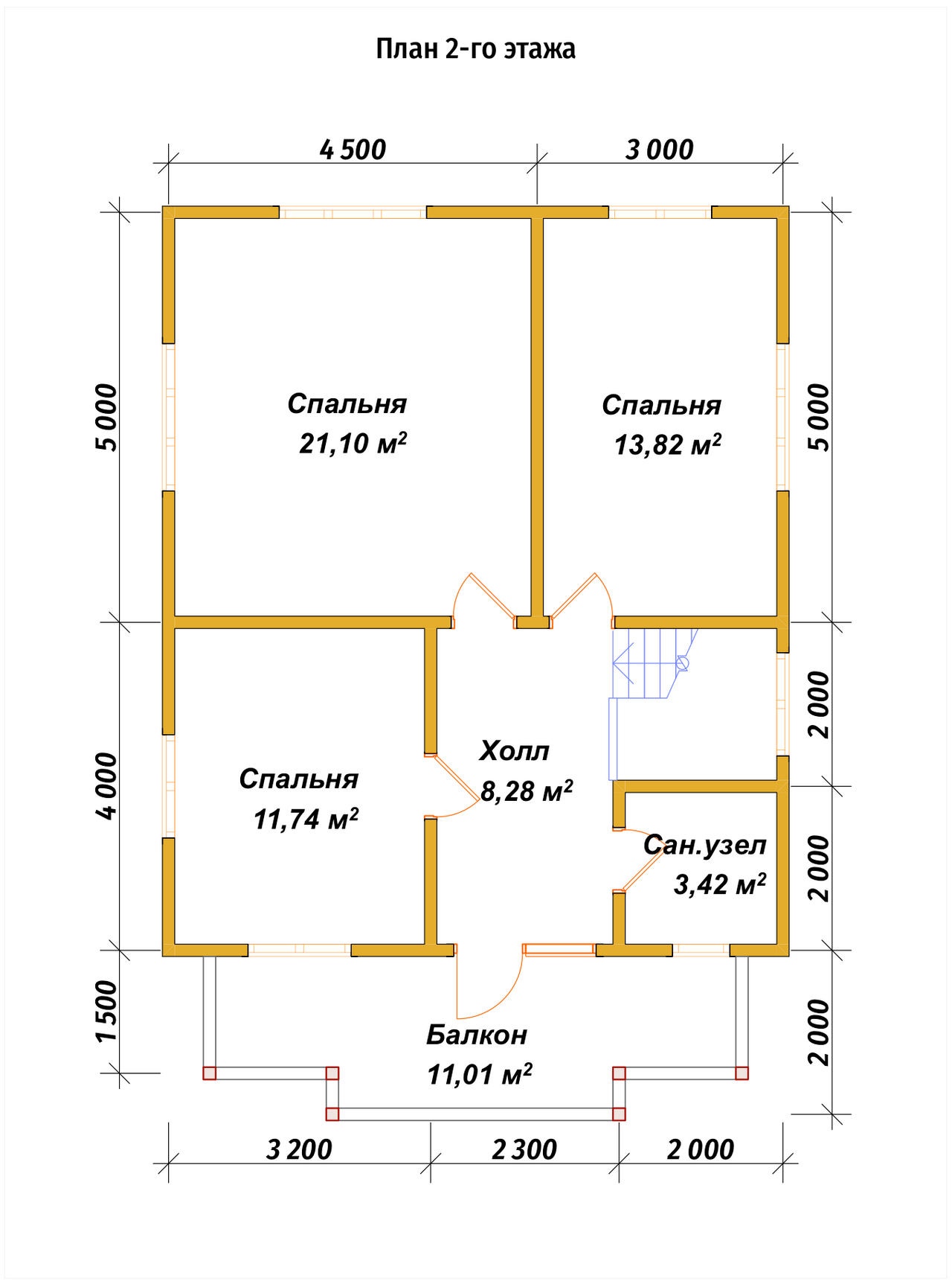 План 2-го этажа проект П-128