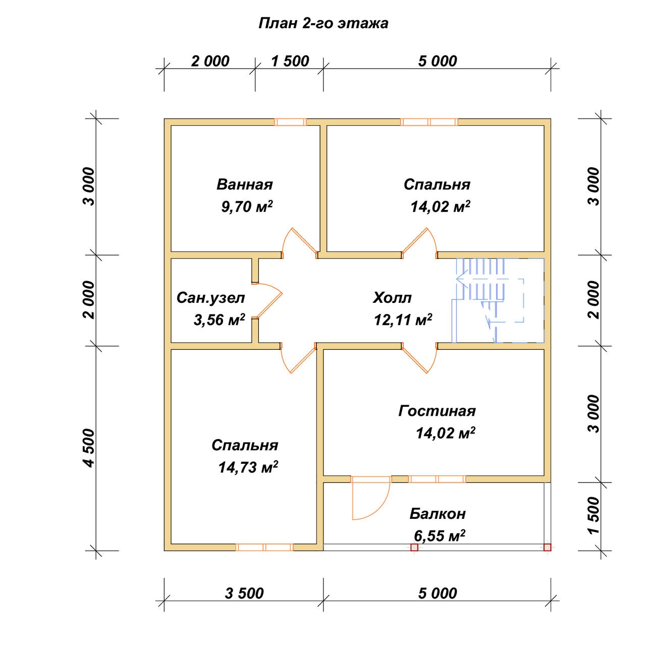 План 2-го этажа проект П-130