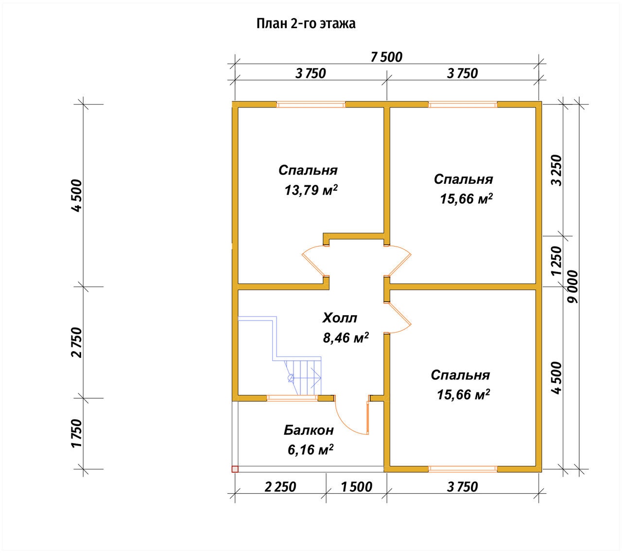 План 2-го этажа проект П-132