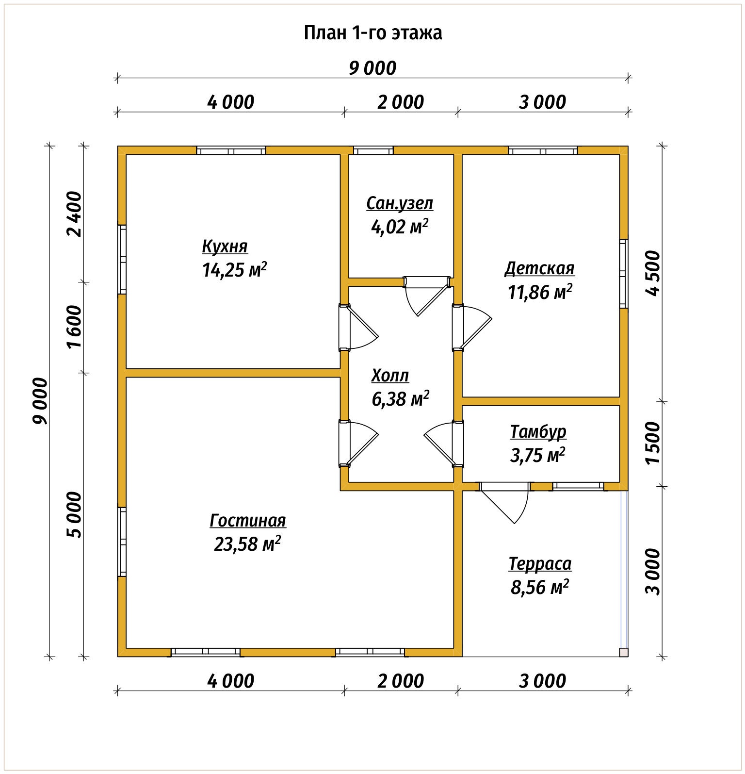 План первого этажа проекта П-14