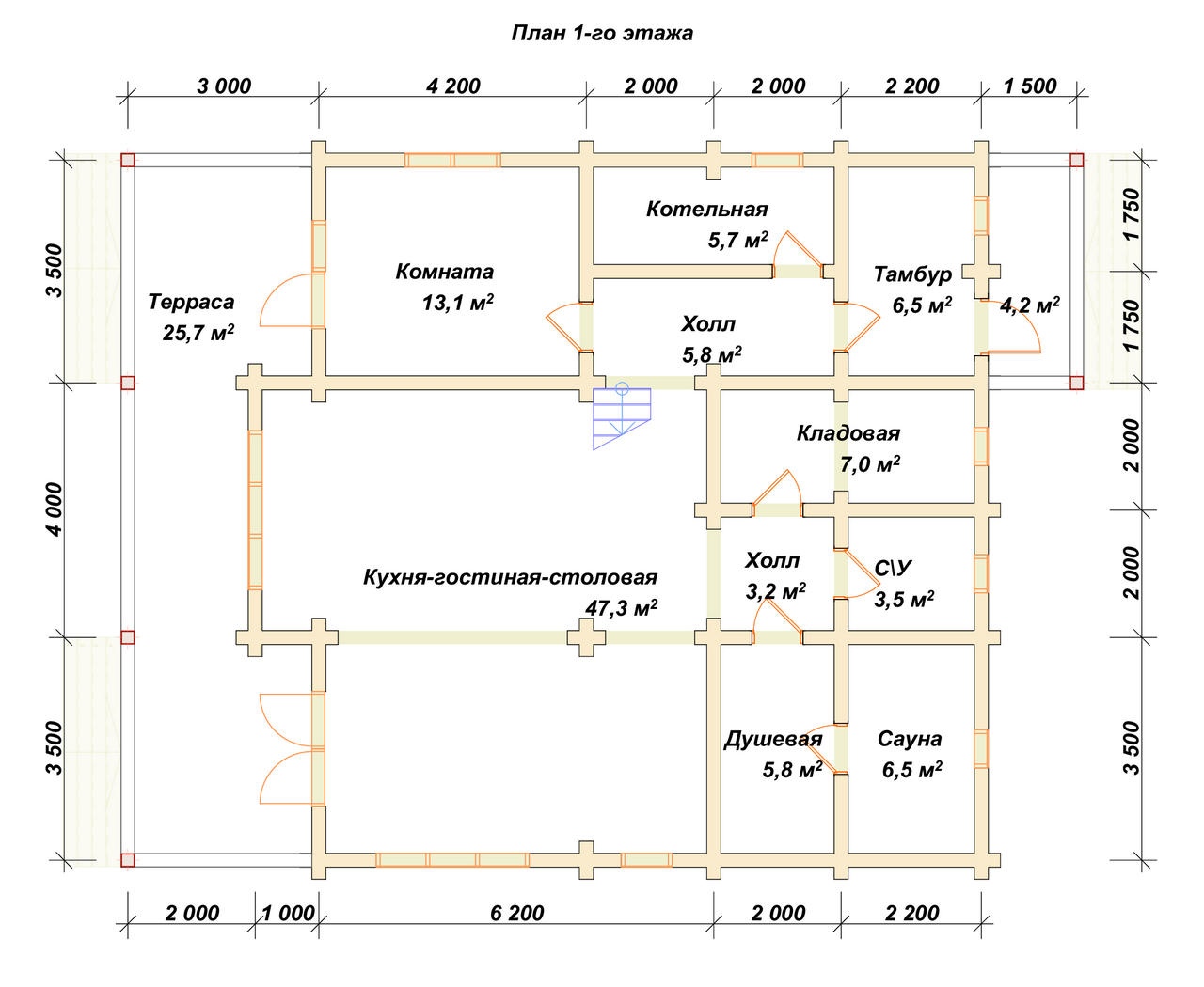 План первого этажа проекта П-141