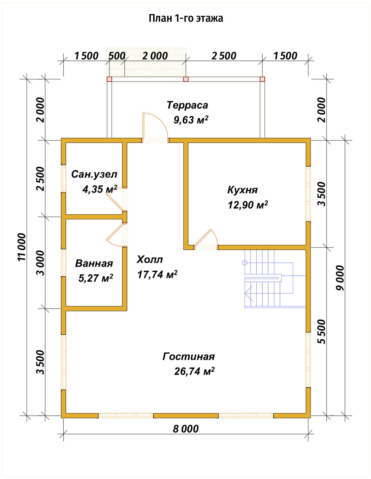 План первого этажа проекта П-142