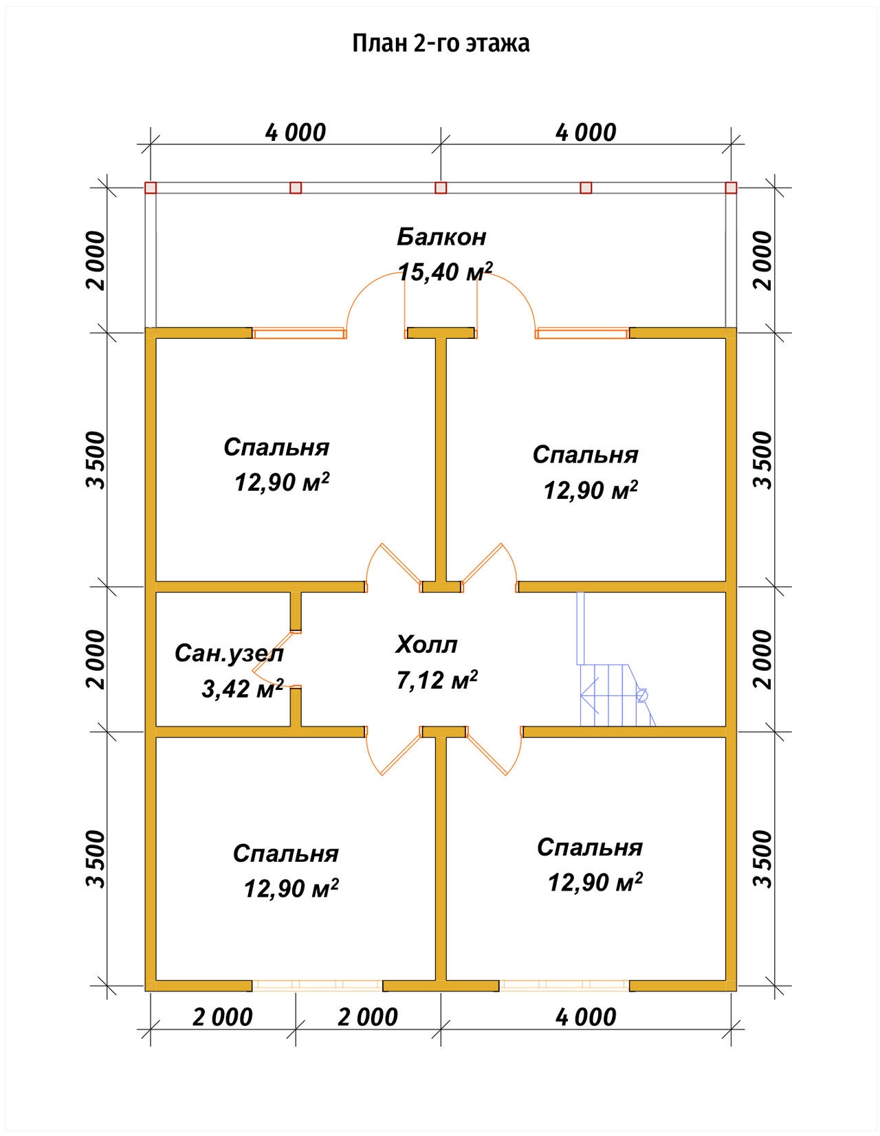 План 2-го этажа проект П-142