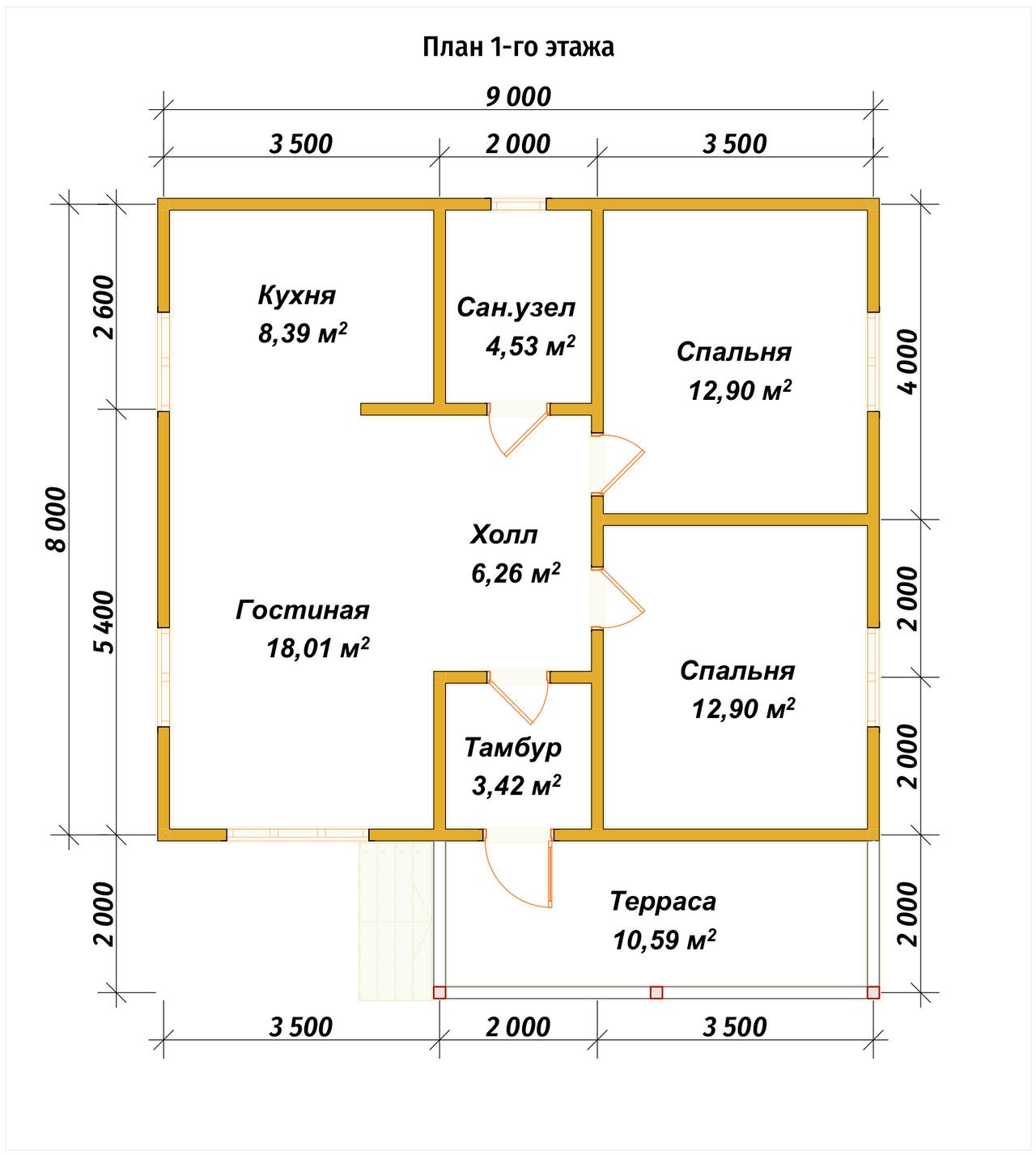 План первого этажа проекта П-20
