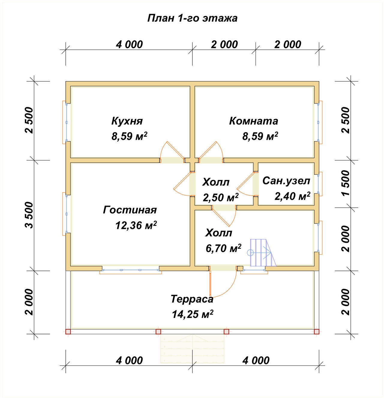 План первого этажа проекта П-23
