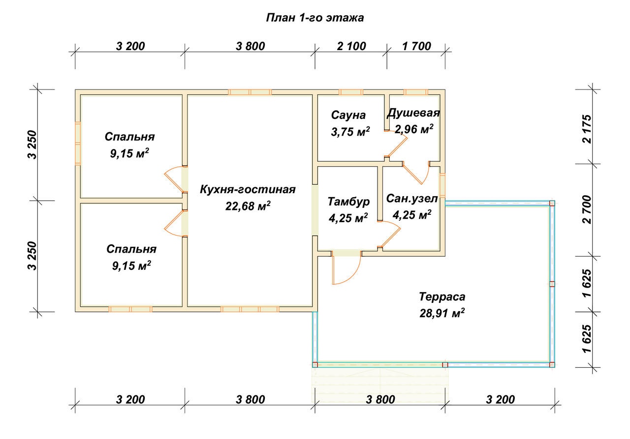 План первого этажа проекта П-45