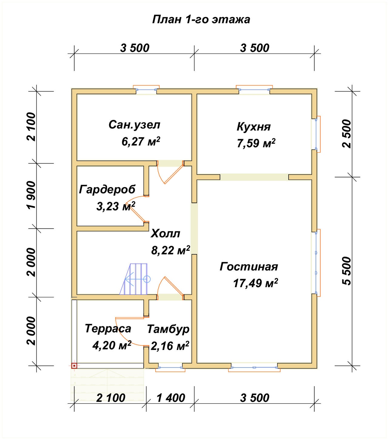 План первого этажа проекта П-46