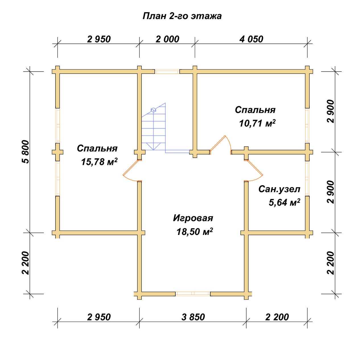 План 2-го этажа проект П-58