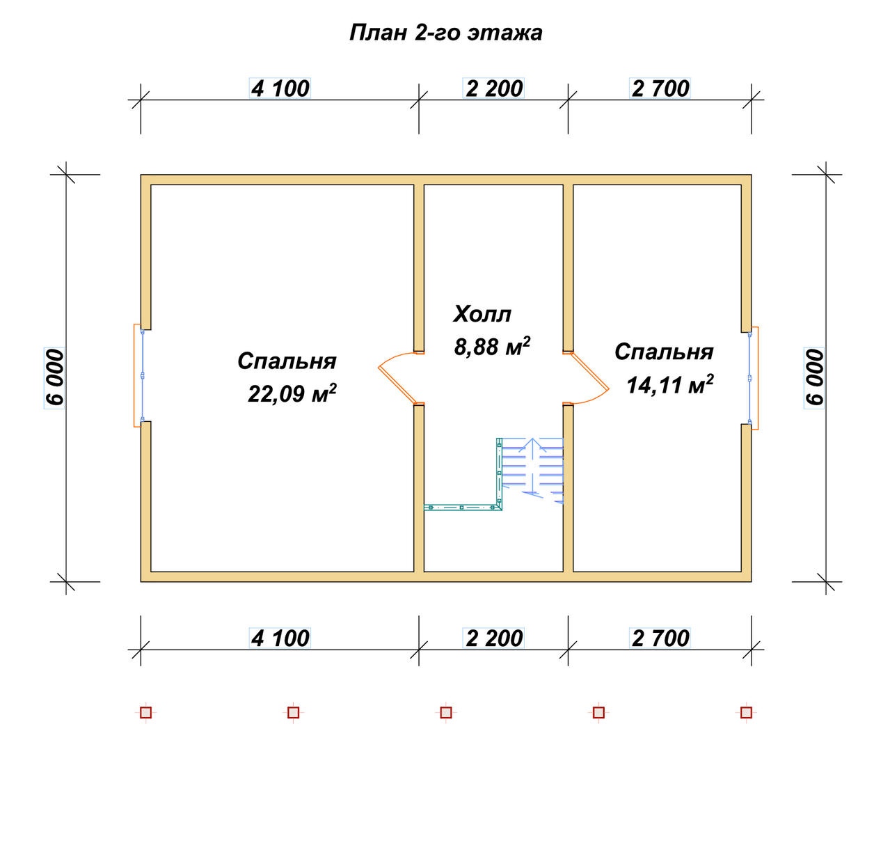 План 2-го этажа проект П-70