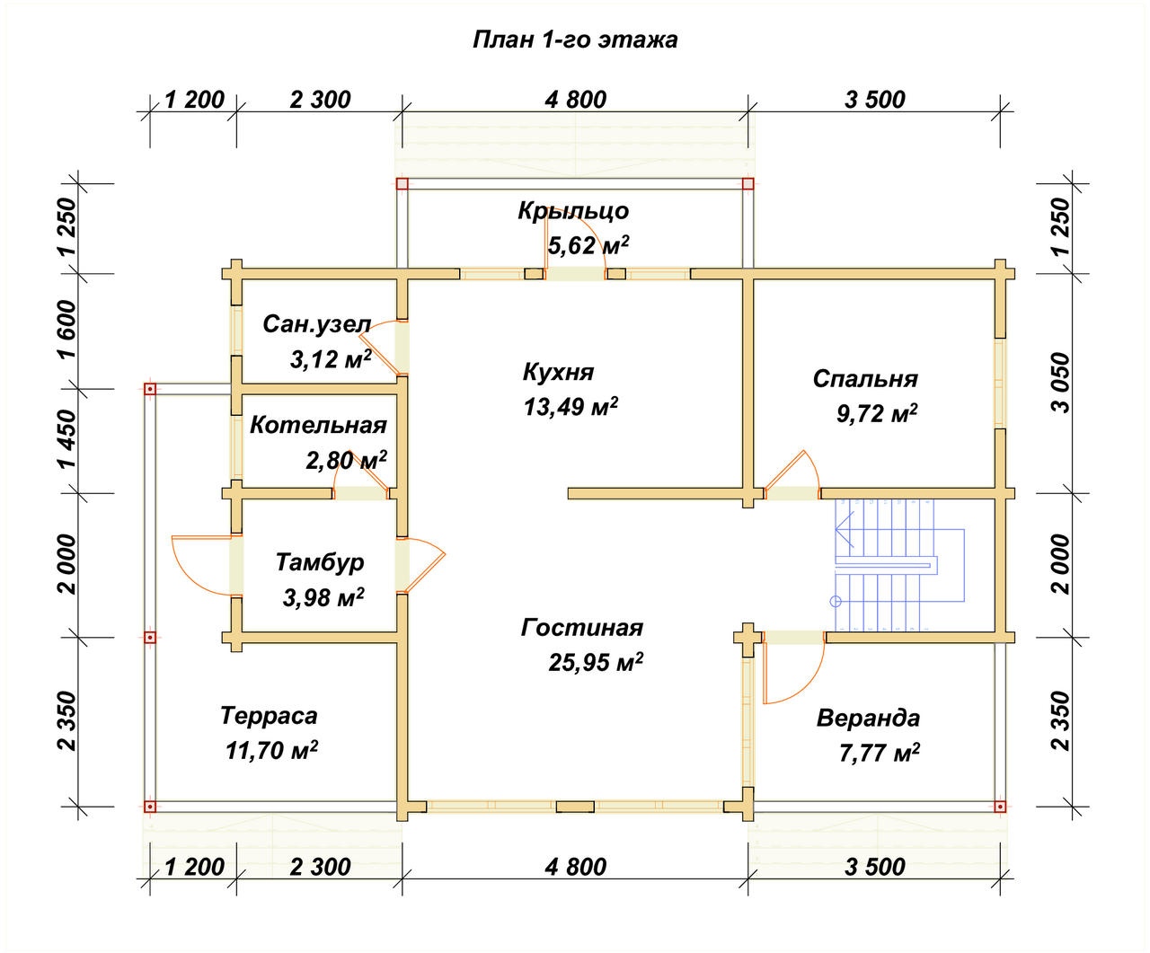 План первого этажа проекта П-74
