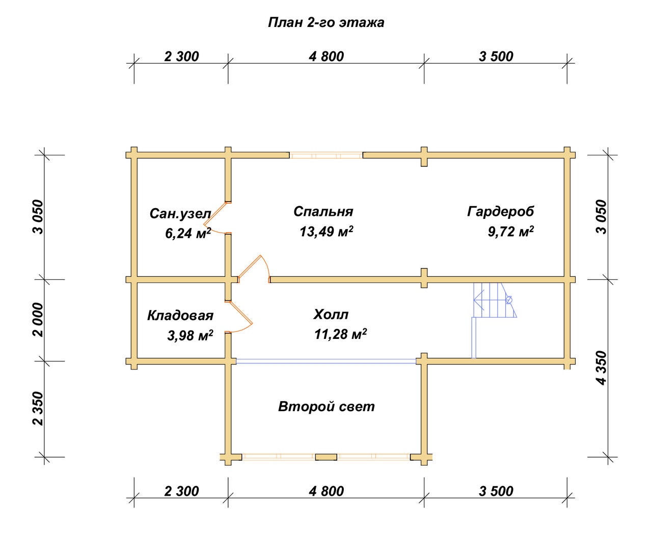 План 2-го этажа проект П-74