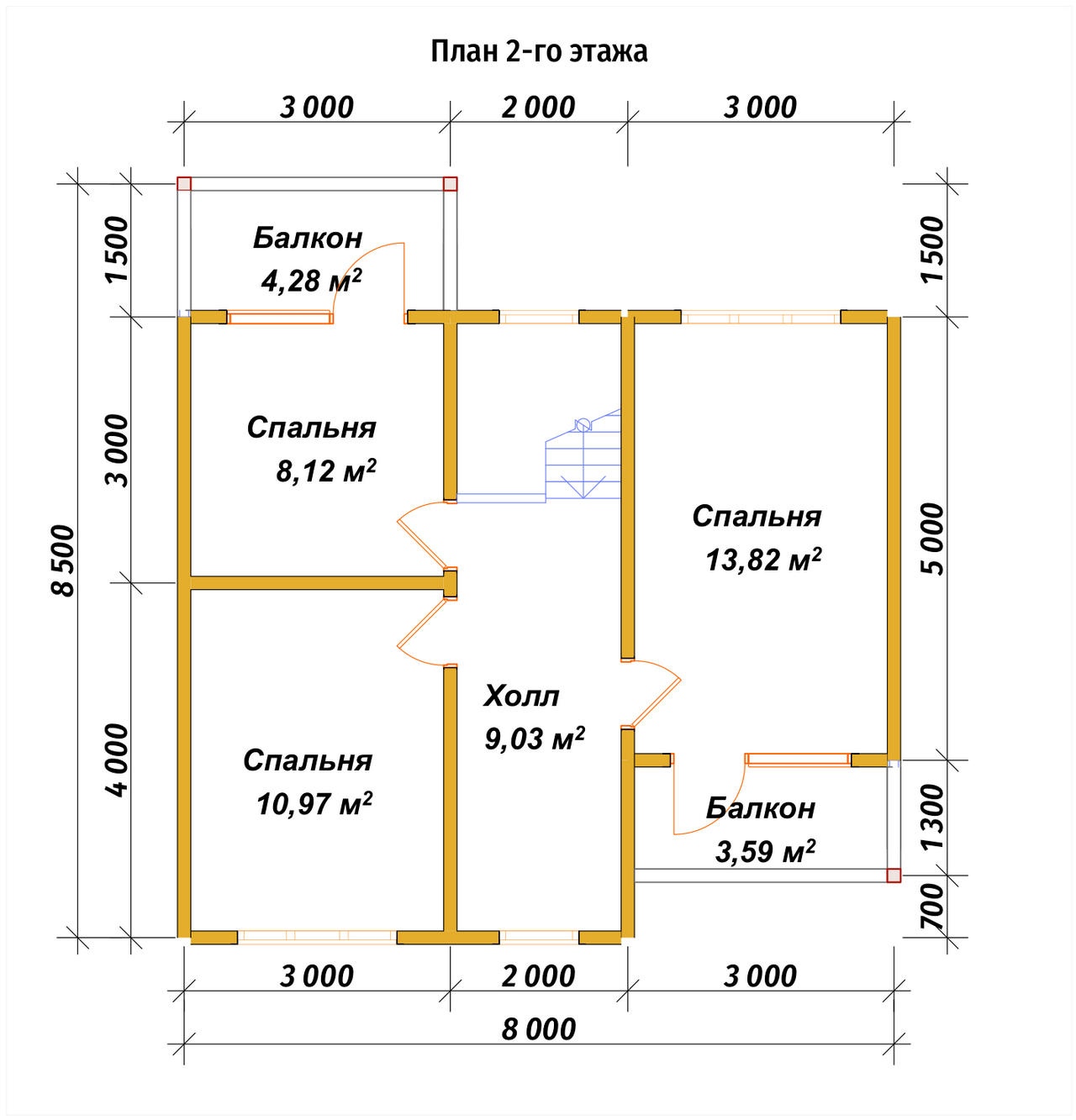 План 2-го этажа проект П-80